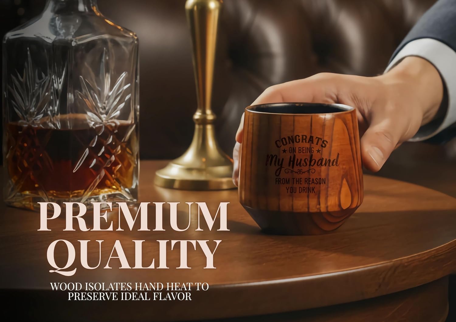 Onebttl Engagement Gift for Him, Funny Wedding Gifts for Husband, Charred Wooden Bourbon Drinking Cup, Handcrafted Whiskey Gift Tumbler