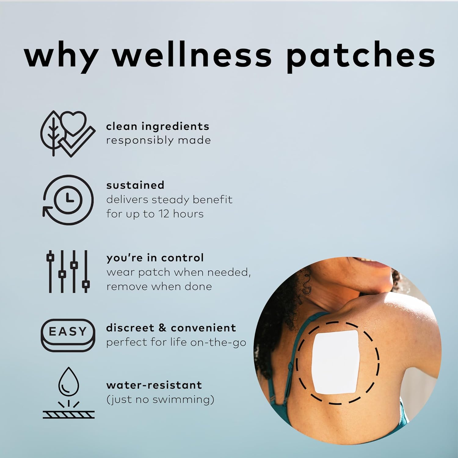 The Good Patch Muscle Pain Relief Patches, Natural Patch with Menthol, Lavender, Arnica and Aloe Vera, Sustained Release, Plant Powered Wearable Wellness, for Back, Neck, Arms, Legs (8 Total Patches)