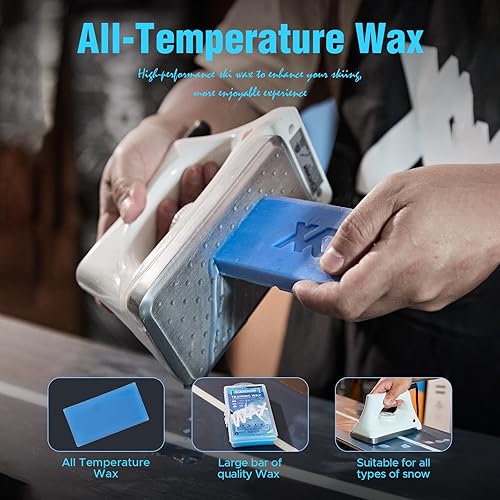 Miniatura 4 de XCMAN Kit completo de cera para esquí y snowboard con hierro encerado cera de esquí afinador de borde lateral reparación de base Ptex piedra de goma