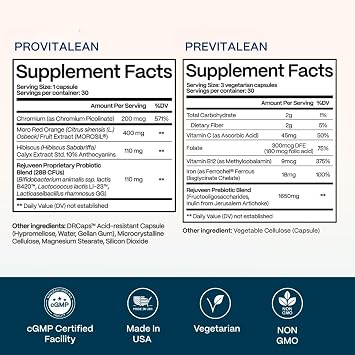 Anti-Rebound Support Duo | Metabolism Support, Cravings Dampener + Prebiotics | GLP-1 Booster to Feel Firmer & Toned | Provitalean 30Ct & Previtalean 90Ct