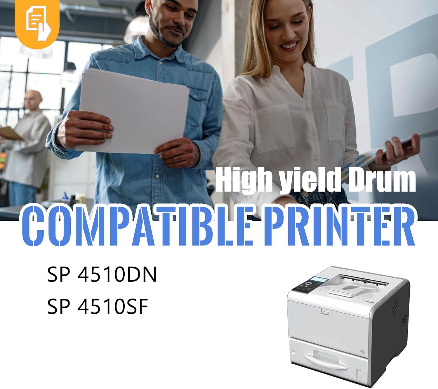 1 Pack SP 4500HA Black Drum Unit (with Chip) | Replacement for Ricoh SP 4500HA Work with SP 4510SF SP 4510DN | 407324