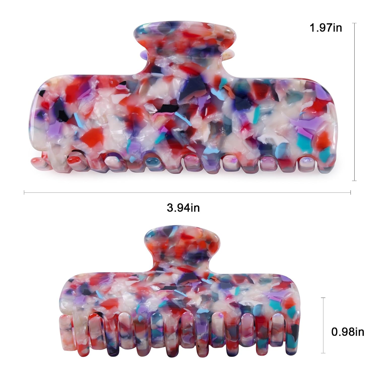 Jayongnee Acetate Multicolor confetti marble Large Square Hair Claw Clip image 4