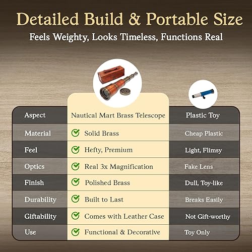 Miniatura 6 de NauticalMart Telescopio náutico de latón de 16 pulgadas de cristal espía extensible con caja de cuero para coleccionistas náuticos y aventureros -