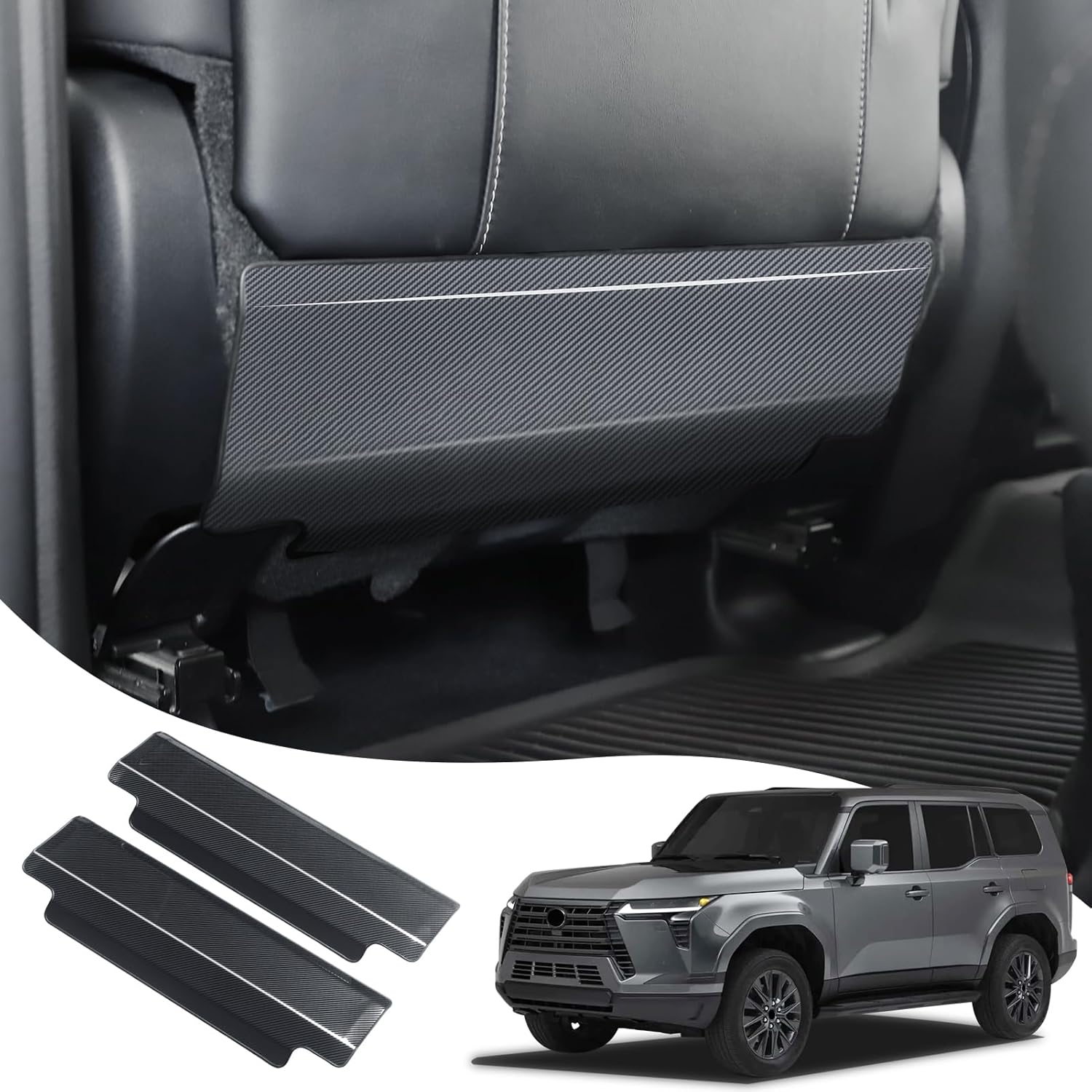 Stainless steel seat protection plate is suitable for the 2024 2025 2026 Lexus GX550 internal anti kick decorative panel modification accessories (Carbon Fiber Texture)