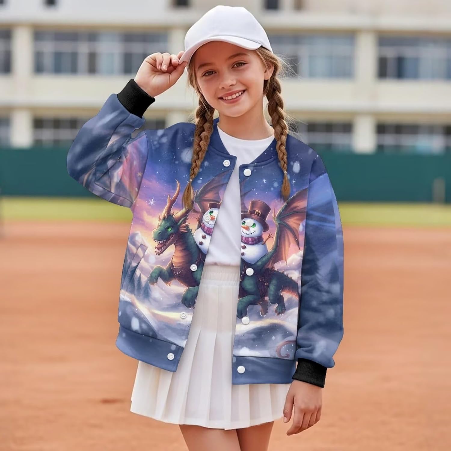 Jacket for Girls 5-12 Winter Long Sleeve Button Down Baseball Jacket Comfy Aesthetic Coat