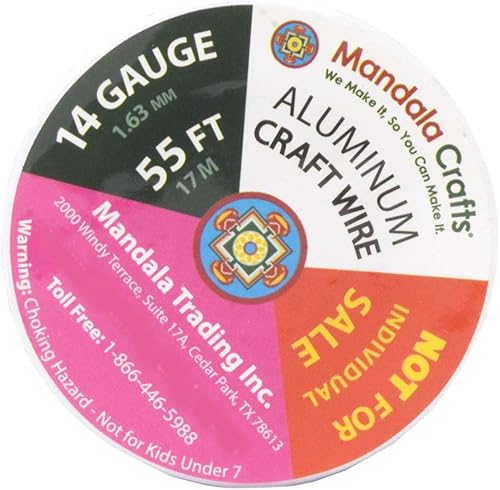 Vista 320 de Mandala Crafts Alambre de aluminio anodizado de calibre 8 para hacer joyas, alambre neutro flexible de color de 128 pies, flexible y flexible
