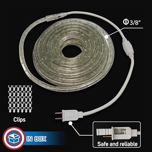 Miniatura 8 de Russell Decor Kit de luces LED de cuerda de 100 pies para interiores y exteriores, iluminación decorativa para fiestas, bodas, árboles, patio