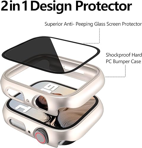 Miniatura 3 de Jomitvp 4 fundas rígidas de policarbonato compatibles con Apple Watch Series 789 de 1.614 pulgadas con protector de pantalla de cristal, protector