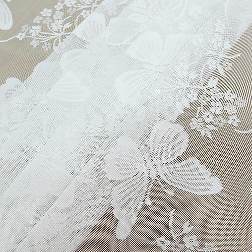 Miniatura 6 de Cortinas bordadas de mariposa blanca, paneles transparentes de encaje para colgar en la ventana de la puerta, decoración elegante de habitación,