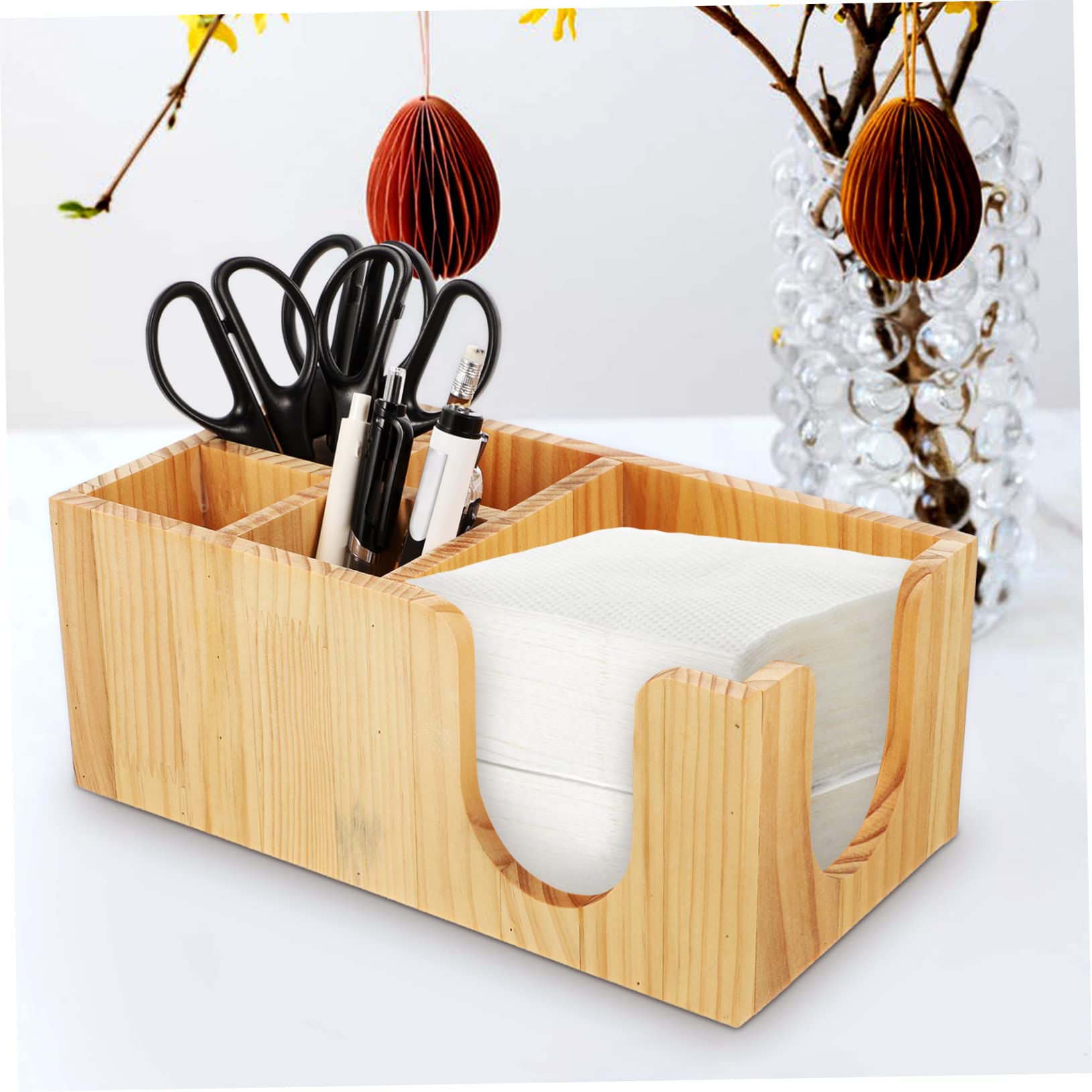 KONTONTY Bar Storage Rack Coffee Condiment and Cup Storage Organizer Coffee Tea Bag Organizer Coffee Bars Supplies Syrup Holder Coffee Cup Holder Countertop Coffee Station Organizer Wooden