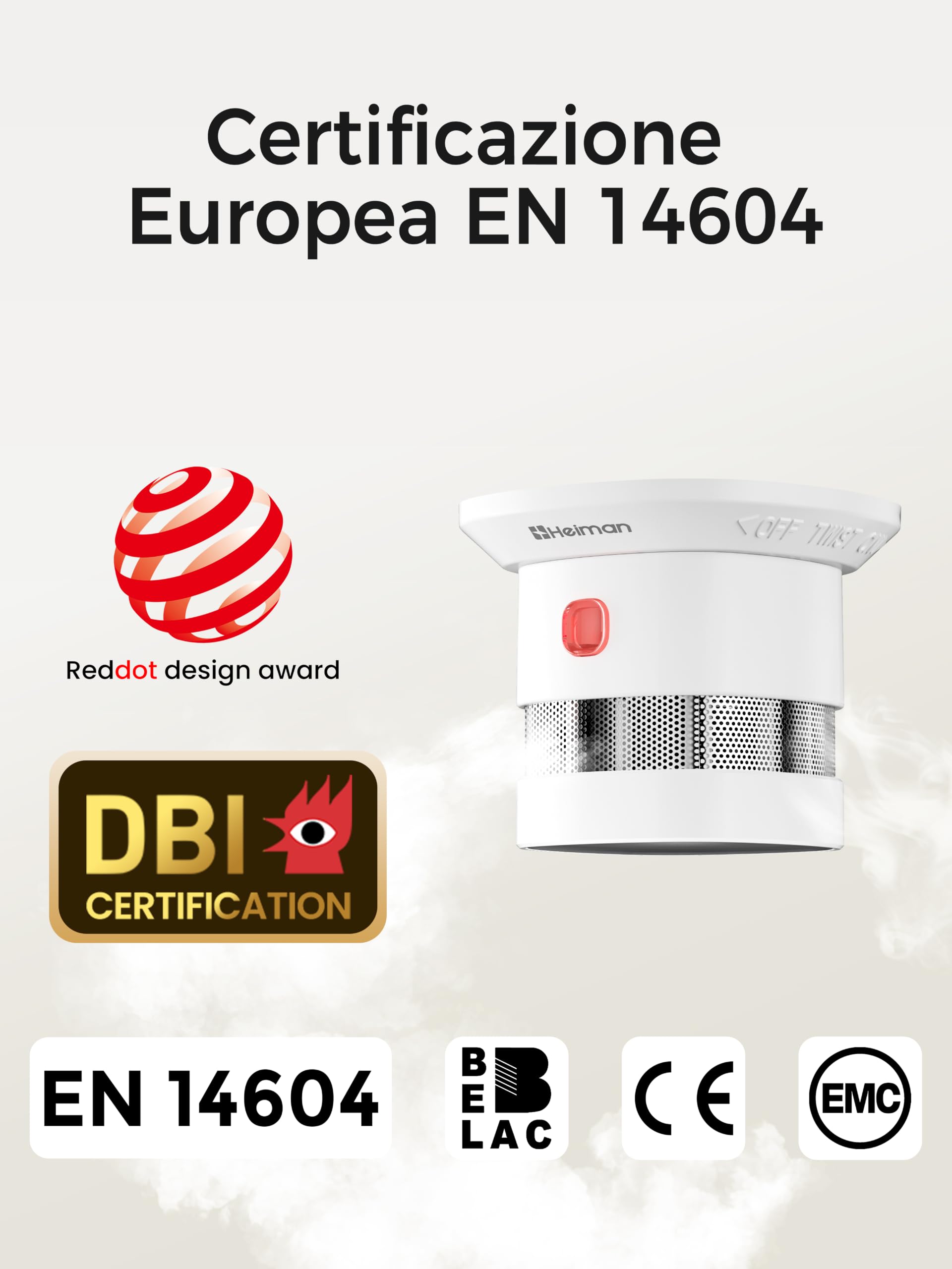 HEIMAN Smart Zigbee - Rilevatore di fumo con supporto magnetico, Smart per Home Assistant ZHA & Z2M (Zigbee 3.0 Hub richiesto), batteria sostituibile da 5 anni, certificato DBI & EN14604, HS1SA-E Plus