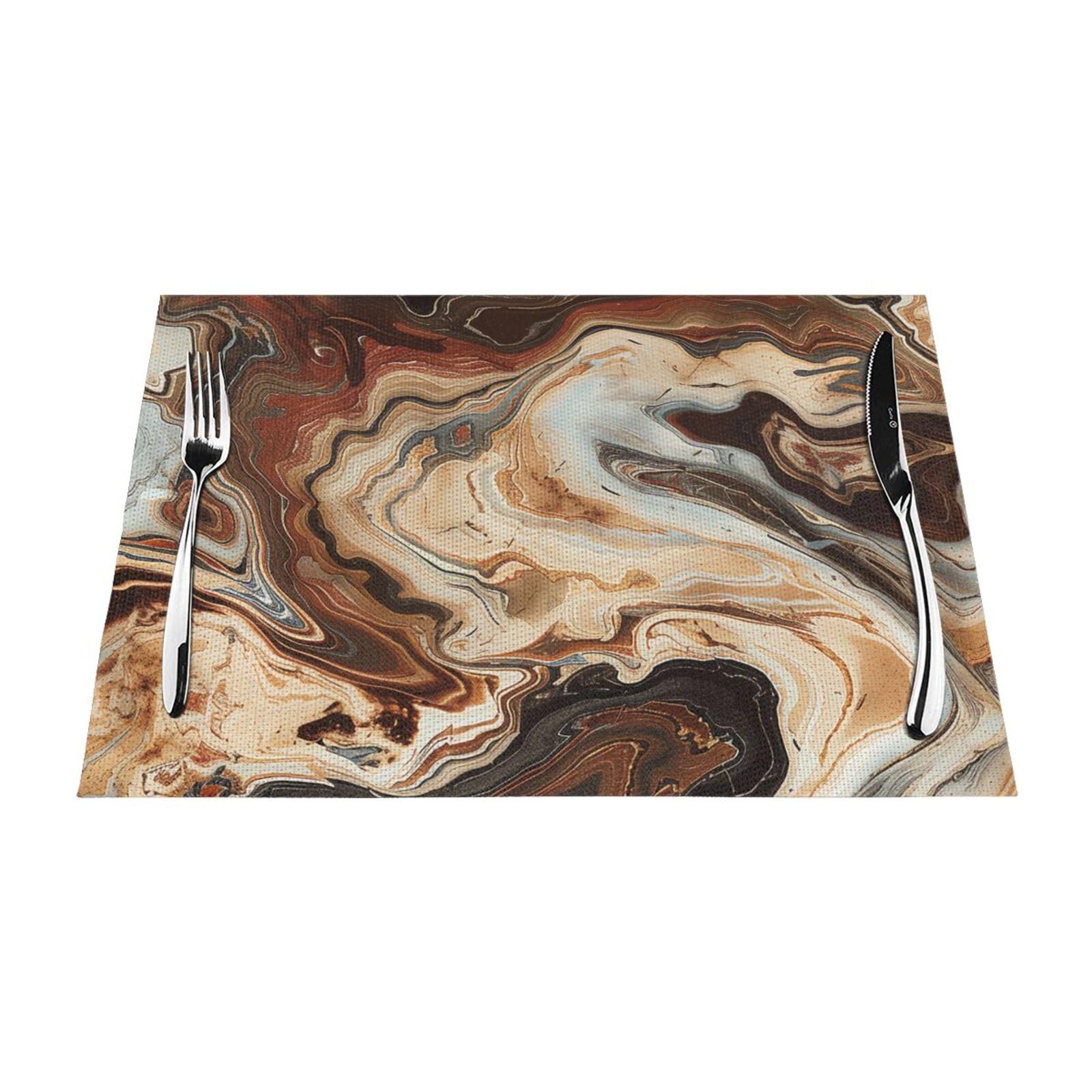 Sets de table résistants à la chaleur antidérapants lavables en PVC marron x6