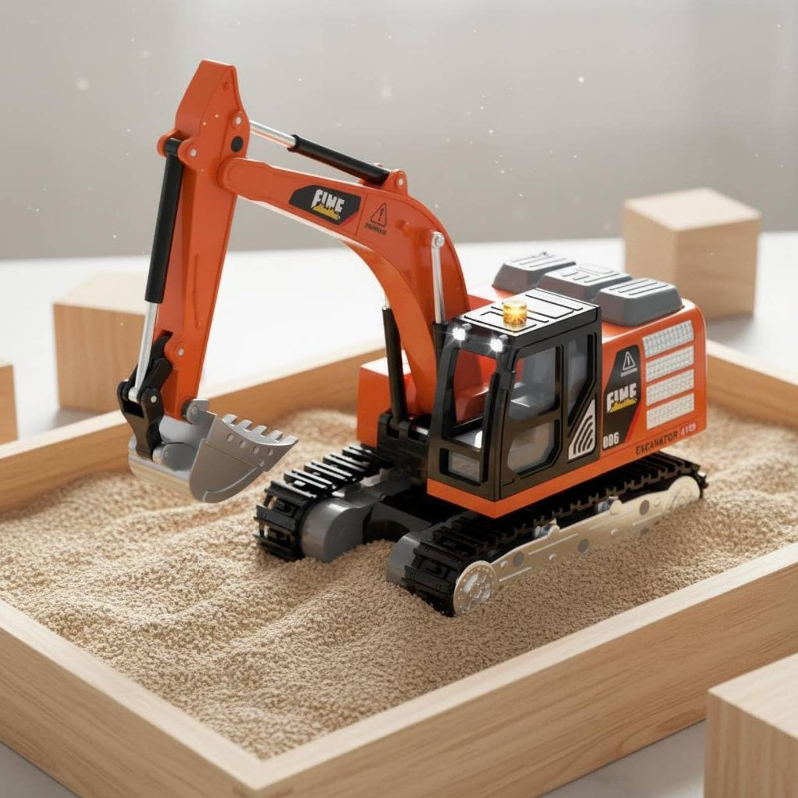 Mini Escavatore Veicolo da Costruzione Telecomandato per Bambini con Braccio Mobile Rotazione Effetti Luci Automatico Adatto a Gioco Educativo Interno Esterno, Verde