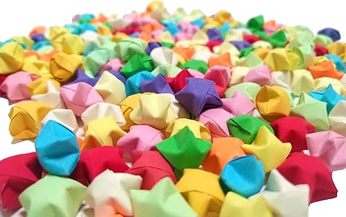 Kingsnow Estrellas de papel de la suerte de origami arco iris, 200 unidades, color brillante, estrellas de ensueño, estrella de deseos hecha a mano,