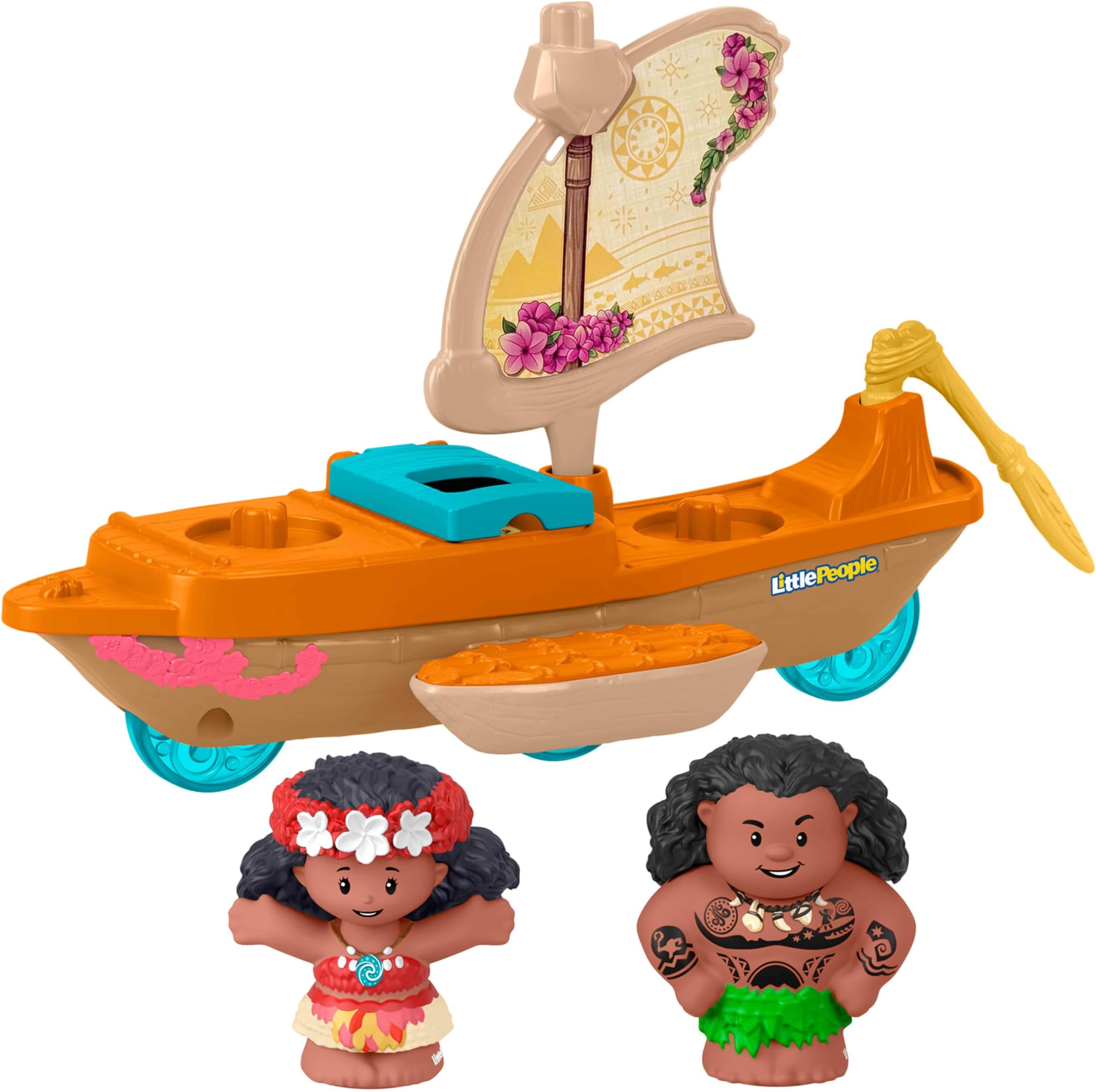 Fisher-Price Little People Disney Princess Moana & Maui’s Canoe | Toy Boat & 2 Figures, Roll-Along Wave Motion, Fine Motor Skills, Toddlers & Kids Ages 18+ Months, HNR27