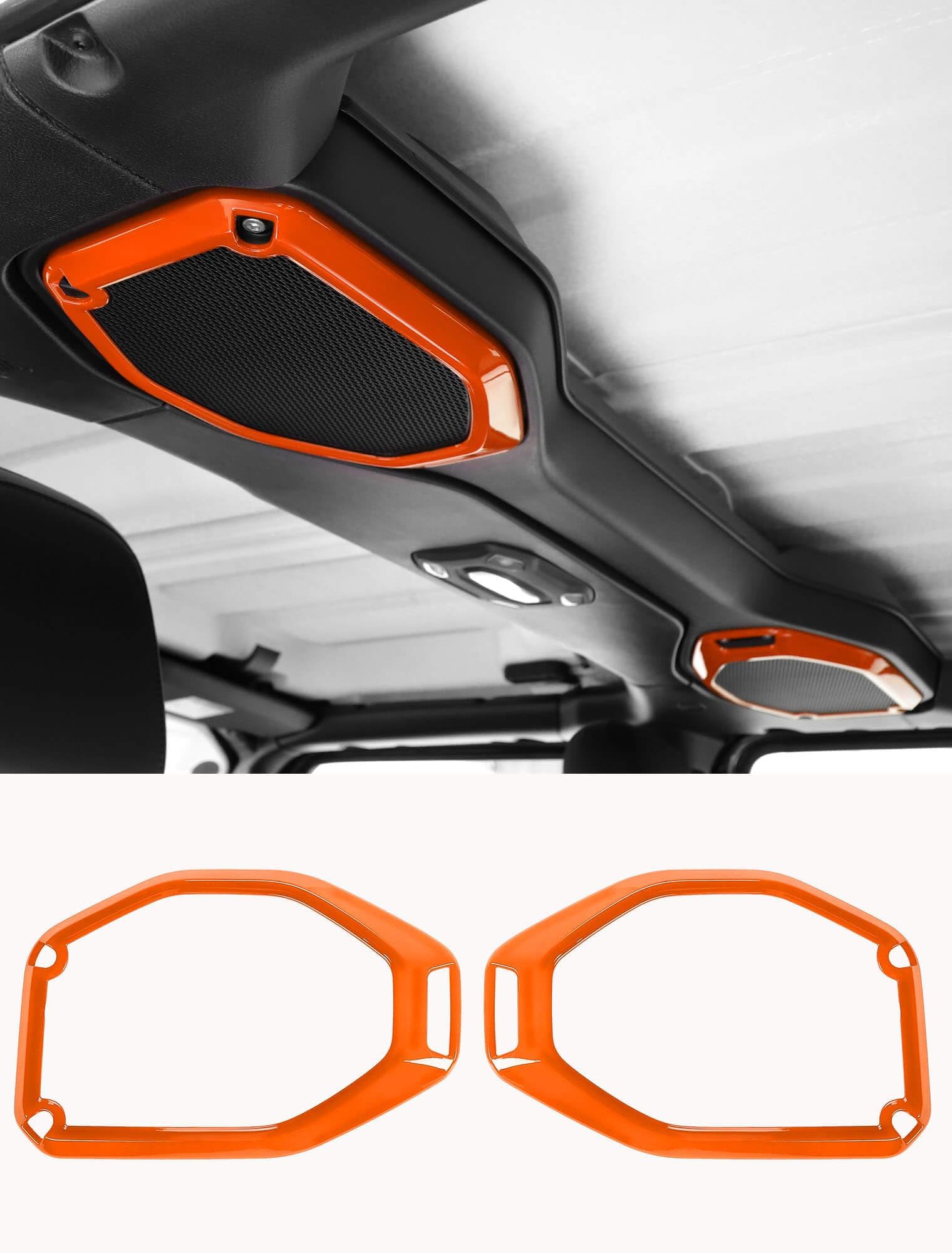 Savadicar Orange Interior Accessories - Soundbar Speaker Bezel Trim for 2018-2023 Jeep Wrangler JL JLU 4XE & Gladiator JT - Solid Color Interior Decor Upgrade Option, 2-Piece