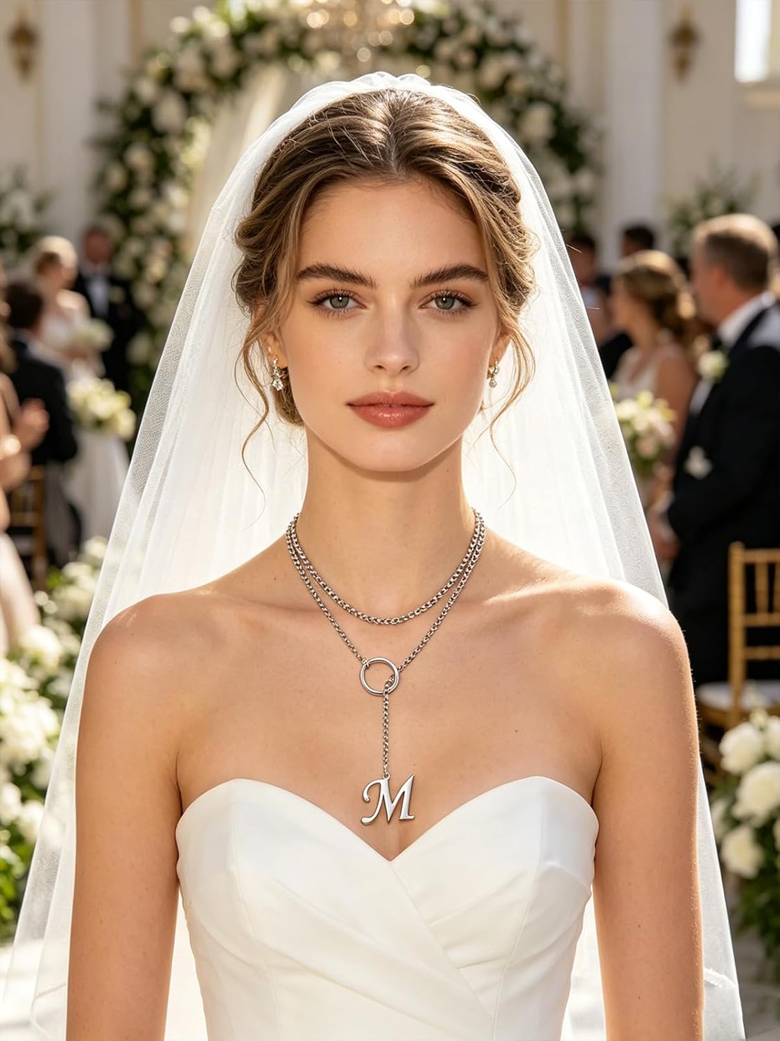Long Chain Initial Necklaces for Women Stainless Steel Slip Chain Lariat Y-Necklace Chunky Silver Y2K Statement Drop Collar Choker Punk Rock Prom Jewelry Accessories Gifts
