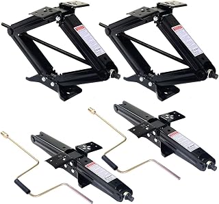 4 PC 5000lb 4"- 24" RV Camper Scissor Leveling Jacks Trailer Stabilizer w/Handle, Black
