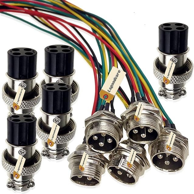 Lsgoodcare 10Pcs GX16-4pin Male Aviation Connector Power Electrical Terminal Wire Line Socket with 20Awg 7.87Inch Cable & 16MM 4Din Female Air Plug Sockets