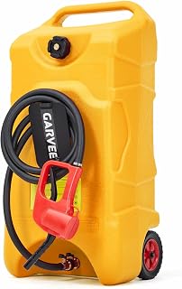 Garvee 16 Gallon Gas Can, Fuel Tank Container with LE Fluid Transfer Manual 10 FT Siphon Pump, Portable Diesel Gas Storage Caddy w/Wheels for Car, ATV, Weeder, Boat, Tractor,Snow Blower,Generator