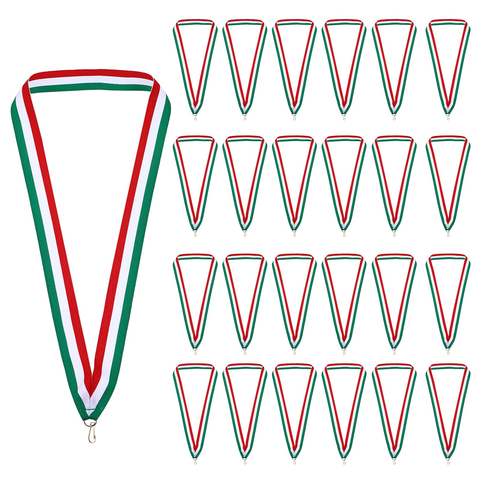 PATIKIL Nastri per Medaglie Premio, 50 Confezione Lacci in Poliestere con Moschettone Nastri Premio Vuoti per Competizioni Successo Sportivo Festa, Verde/Bianco/Rosso