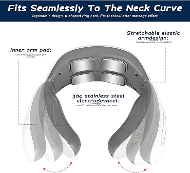 Neck Massager with 4-Head Design, Portable Electric Heated Cervical Spine Massager, 6 Modes, 9 Intensity Levels, USB Charging Neck Massage Machine for Pain, Home, Office Travel (White)
