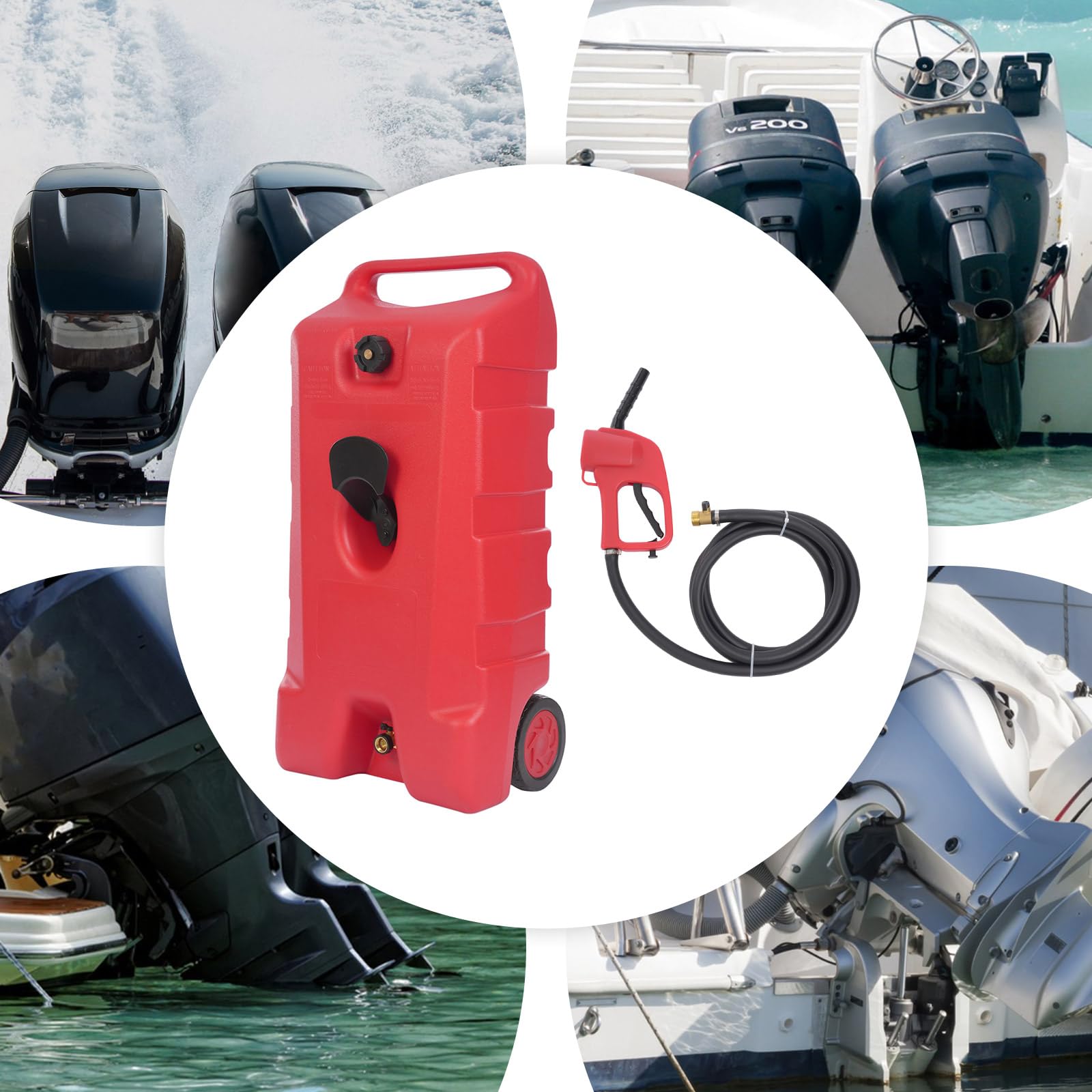 95 L 25.1 Gallon Boat Fuel Tank, Portable Outboard Marine Fuel Tank with Hose, Outboard Gas Tank for Outboard Boat Motors, 19.29'' x 12.99'' x 38.98''