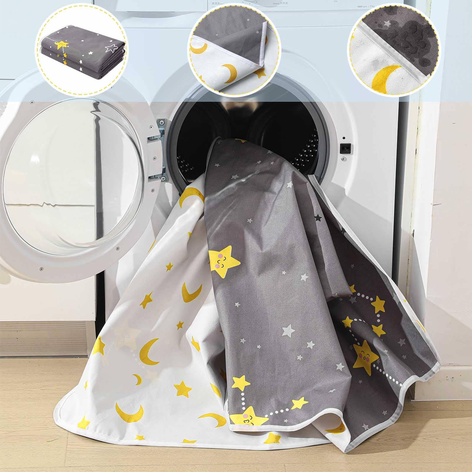 Tisancy 1 almohadilla de cama impermeable para incontinencia, lavable, de 60 x 78 pulgadas, grande, reutilizable, de doble cara, protector de colchón impermeable para niños, adultos, ancianos y