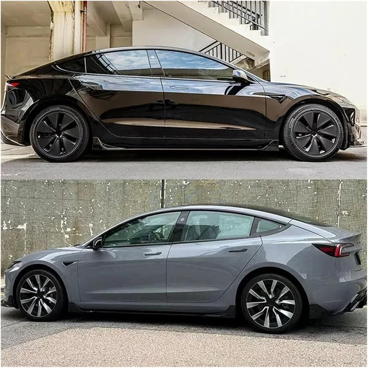 Side Skirts Car Side Skirt Compatible for Tesla Model 3 2017-2023 207.5cm Body Kits Fast Style Side Lip Gloss Black Guard Cover Auto Accessories(Gloss Black)