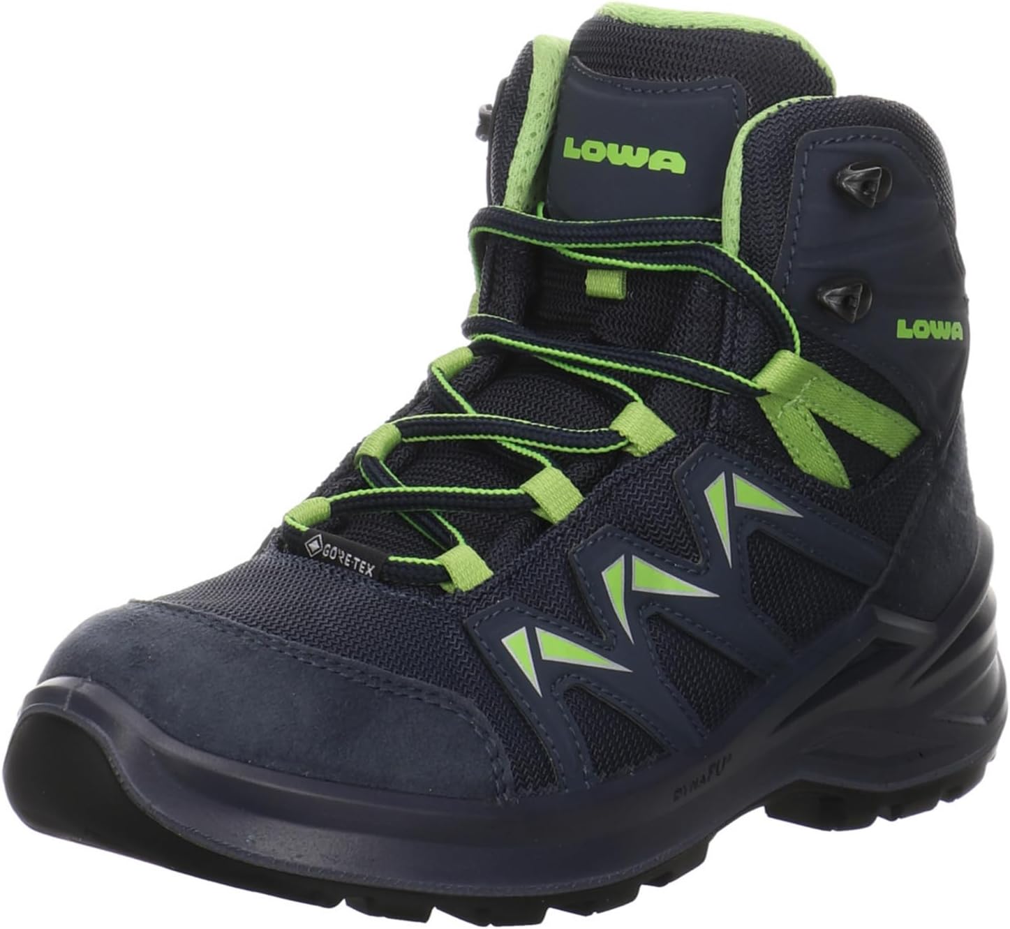 LOWA Innox Pro GTX Mid Junior Boots Medium, Steel blue lime, 7 Big Kid