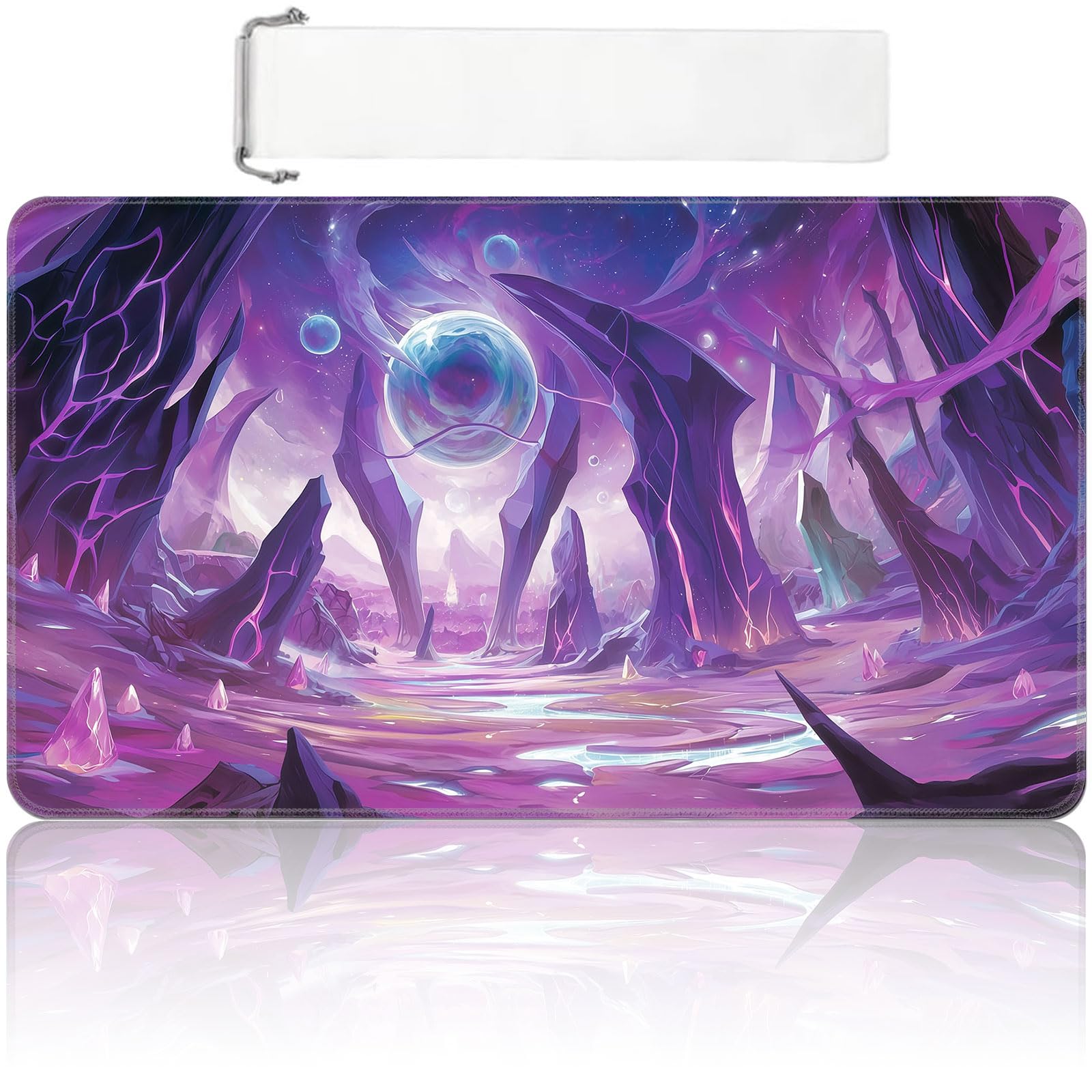 MTG Playmat 24x14 inch with Free Storage Bag, Non-Slip Rubber Base TCG Play Mat for Magic The Gathering, Card Playmat for YGO, Durable Portable Game Matt, Arcane Portal