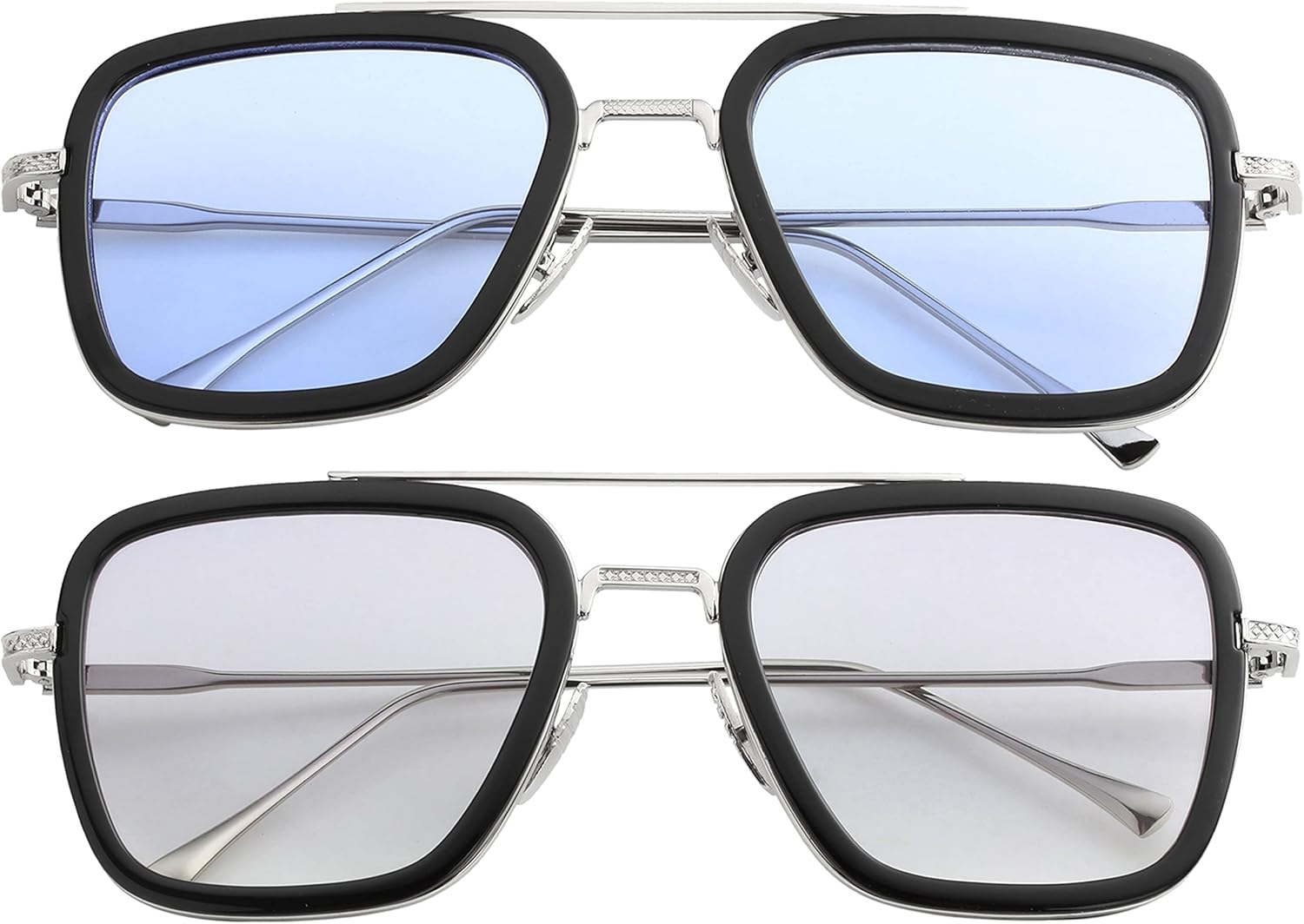 Kursan Polarized Tony Stark Sunglasses for Men Women Vintage Square Metal Frame Iron Man and Spider-Man Eyeglasses