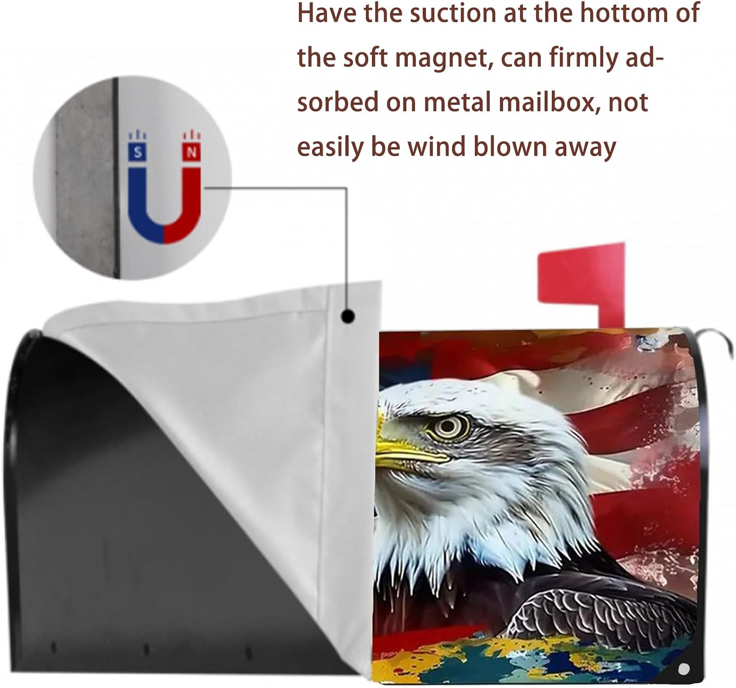 4th of July Mailbox Covers Magnetic Memorial Day Outdoor Decorations American Eagle Welcome Mailbox Wraps 4th of July Standard Size 18" X 21" Post Box Cover Garden Decorr image 3