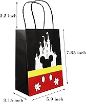 Vista 3 de MOAXMOA Bolsas de regalo de castillo, bolsas de papel con asa para cumpleaños, baby shower, temática de Mickey Minnie, suministros de decoración