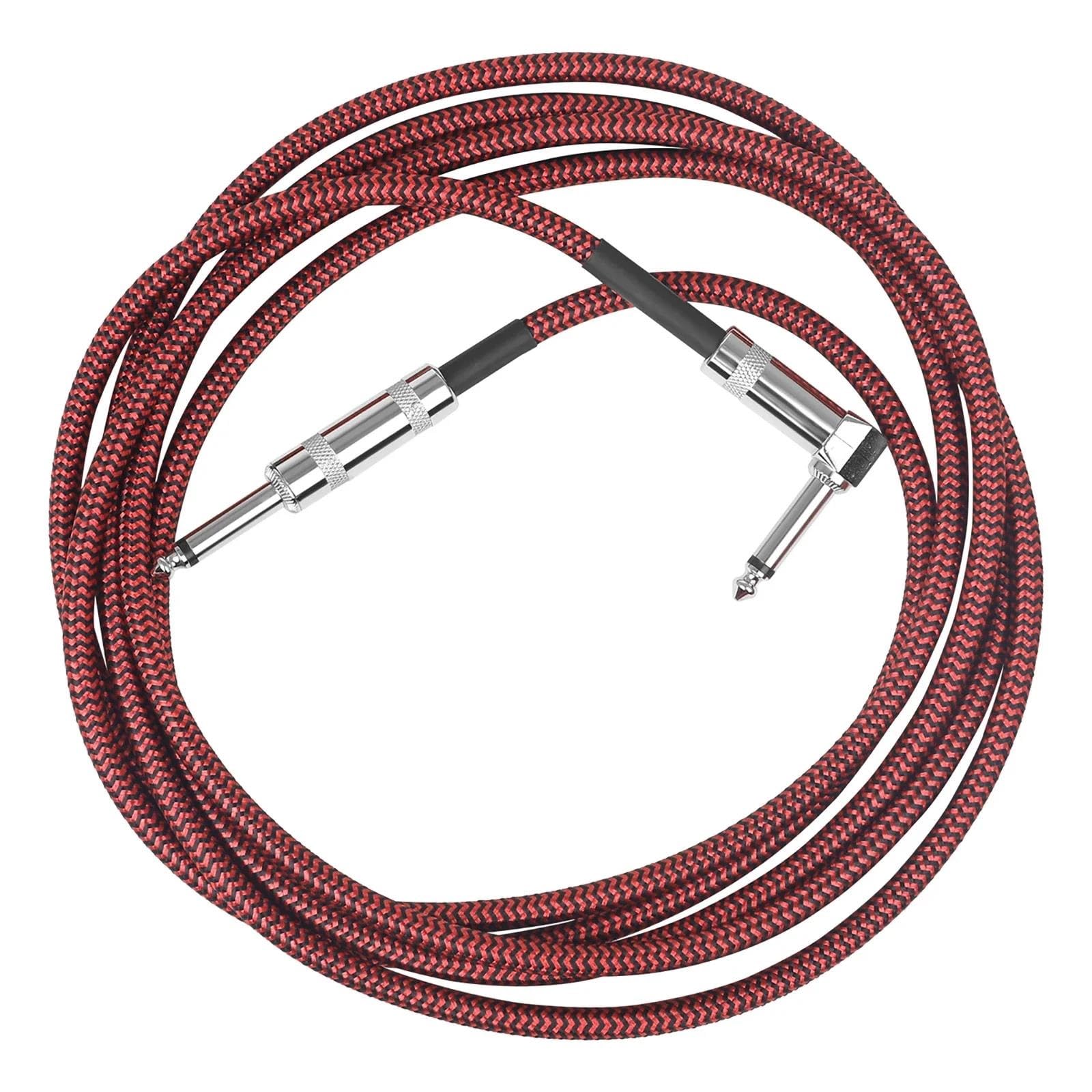 Cavo Audio Per Chitarra Cavi Per Chitarra Elettrica Da 300 Cm Linea Di Riduzione Del Rumore 6,35 Mm Intrecciati Schermati(White)