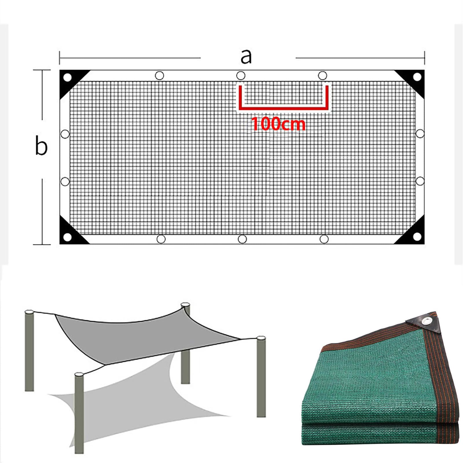 Toldo verde para exteriores para balcón, 90 % de protección UV, 5 x 8 m, malla para vallas, jardín, patio, cubierta impermeable duradera, fácil de instalar