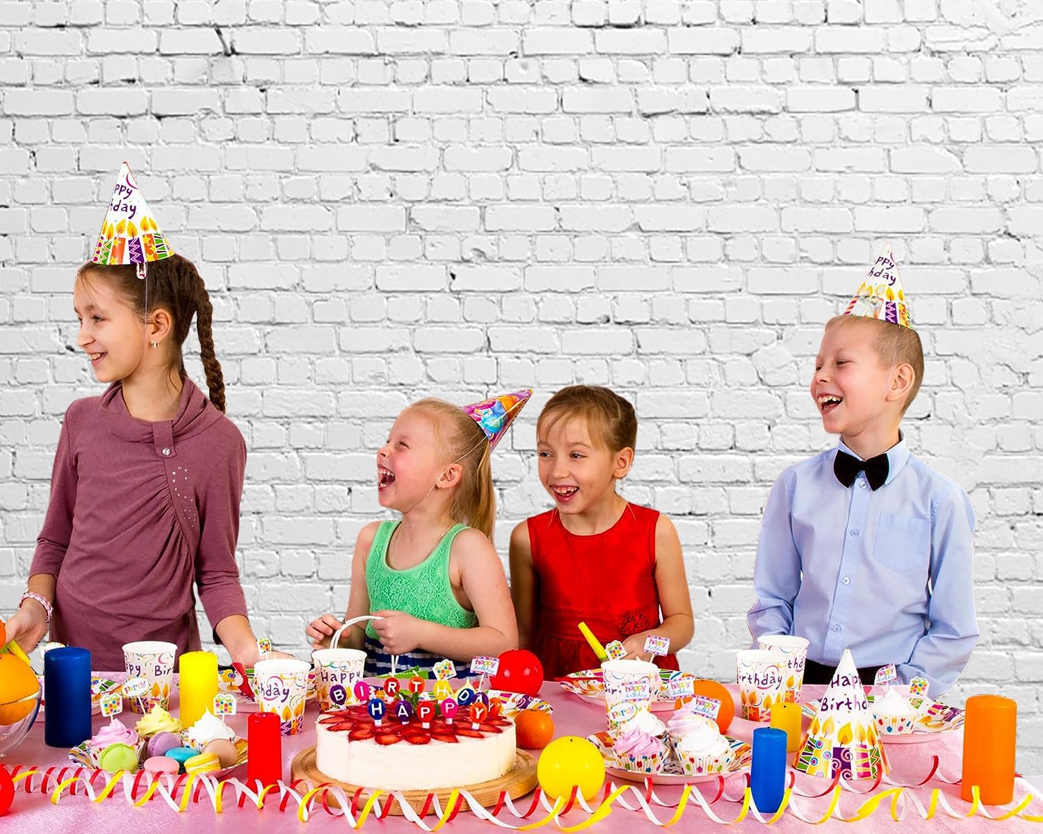 3x2m Sfondo muro mattoni Bianco mattone Fotografia sfondo Neonato Baby Shower Bambini Adulti Ritratto Photoshoot Festa di compleanno Torta Decorazioni da tavolo Banner Photo Booth Props