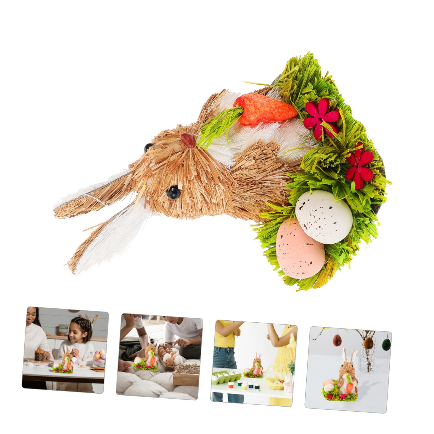 ABOOFAN 3 Pz coniglietto di paglia figura di coniglio statua animale da giardino decorazioni casa easter bunny Home decor adornare coniglio pasquale in paglia intrecciata domestico bambino