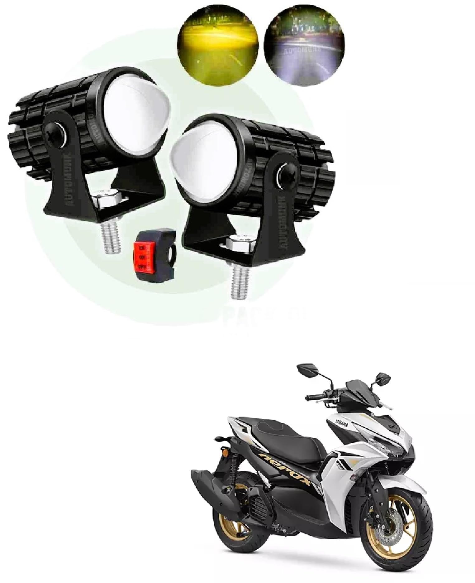 LED Fog Light | Capable for Yamaha Aerox 155 | 2 Mode Spotlight | (Pack OF 2 with Switch).-image-9