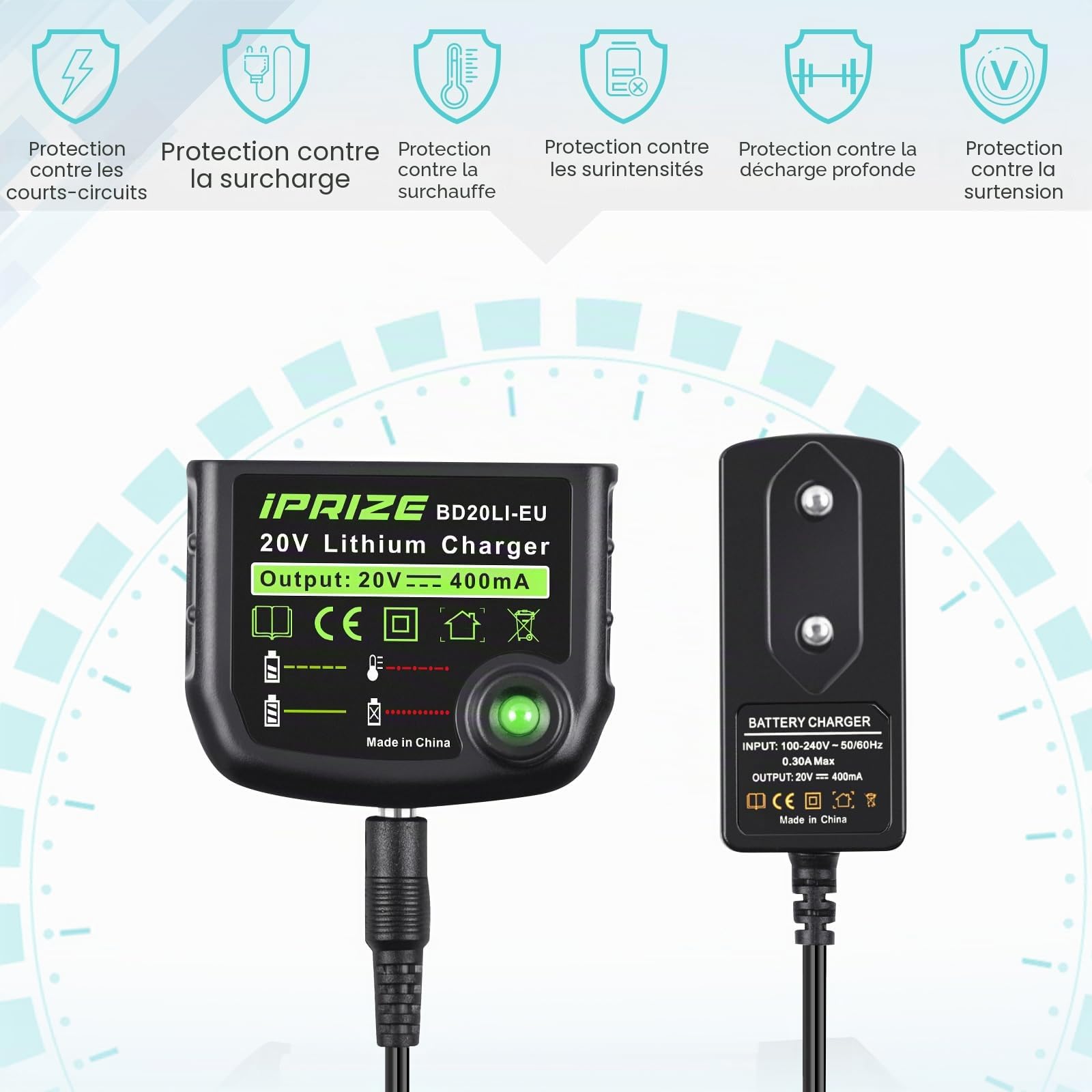 Chargeur Lithium 18 V / 20 V Compatible pour Black&Decker Batterie BL2018 BL2018-XJ LBXR20 LBXR20-OPE LB20 LBX20 LBX4020 BL1514 BL1518 LBXR16 LB2X4020
