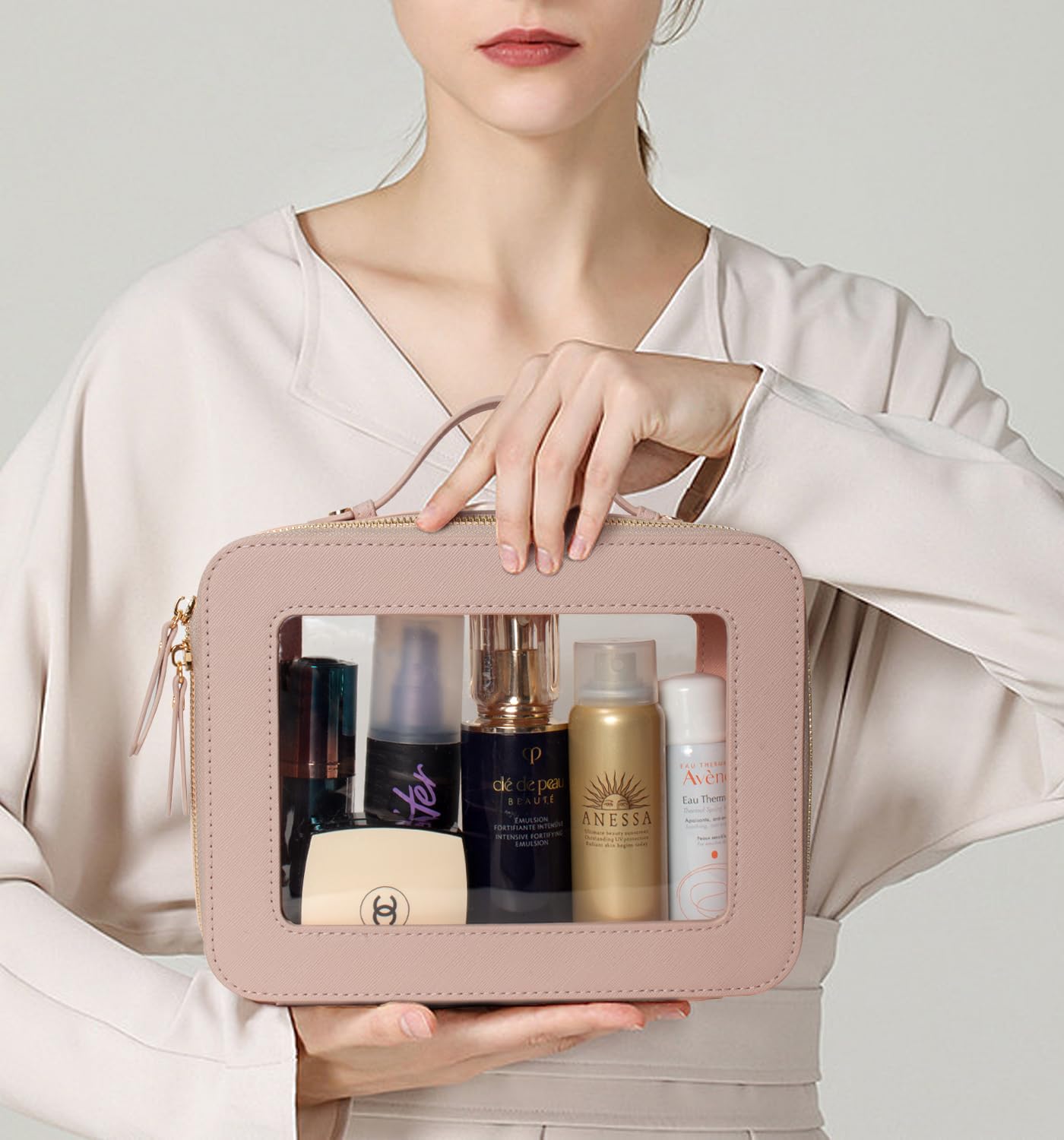 LETGO Transparente Make-up-Tasche, TSA-zugelassener Kulturbeutel mit Reißverschluss, transparenter Make-up-Organizer für Handgepäck, Reiseutensilien, transparente Kosmetiktaschen für Damen und Herren