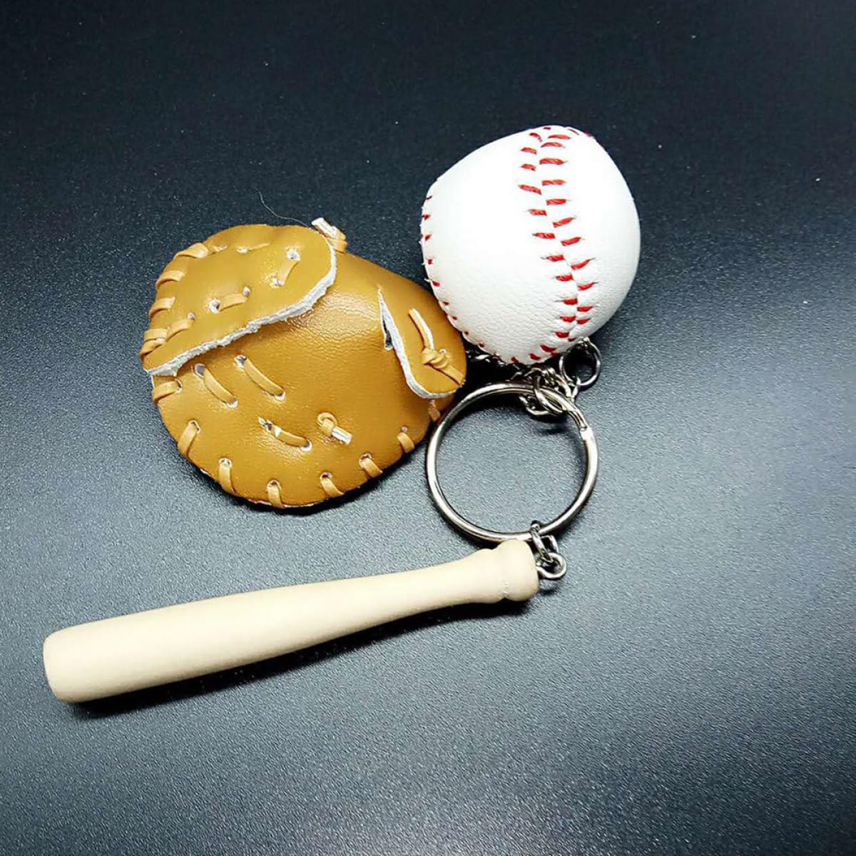 Portachiavi da Baseball Portatile, 6 Pezzi, Pu e Legno | Ciondolo Decorativo, Accessorio per Borsa e Cellulare, per Festa e Partita Sportiva