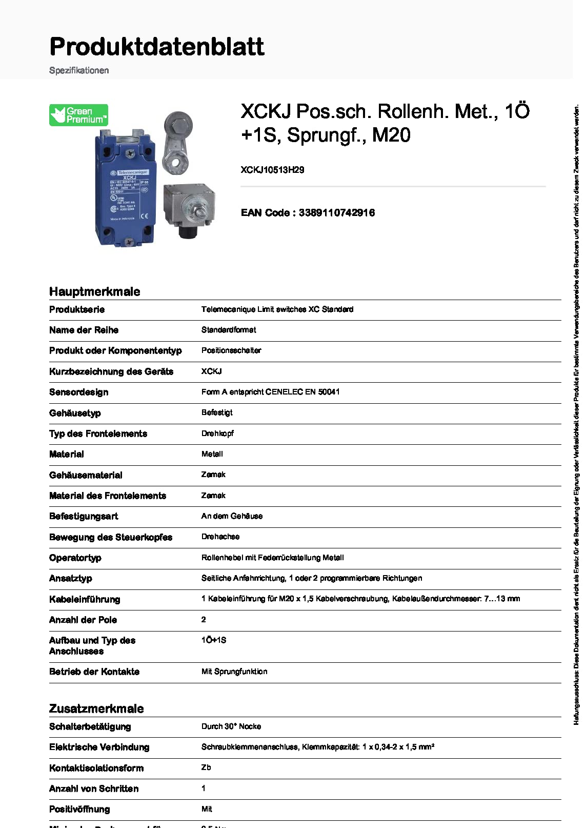 Schneider Electric XCKJ10513H29