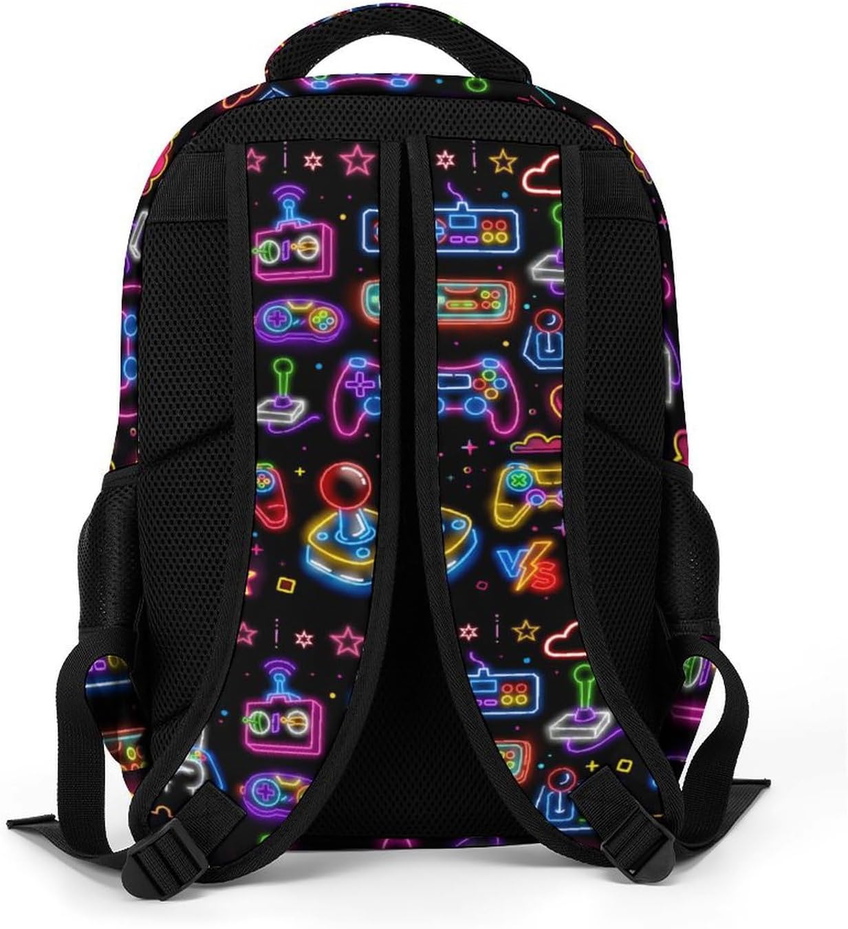 GNEW Backpack for Boys Gamer Backpack, Colorful Neon Game Backpack for Boys, Video Game Backpack, Boys Gaming Backpack, Water Resistant Daypack Travel Backpack for Kids & Teens, 16.5 Inch