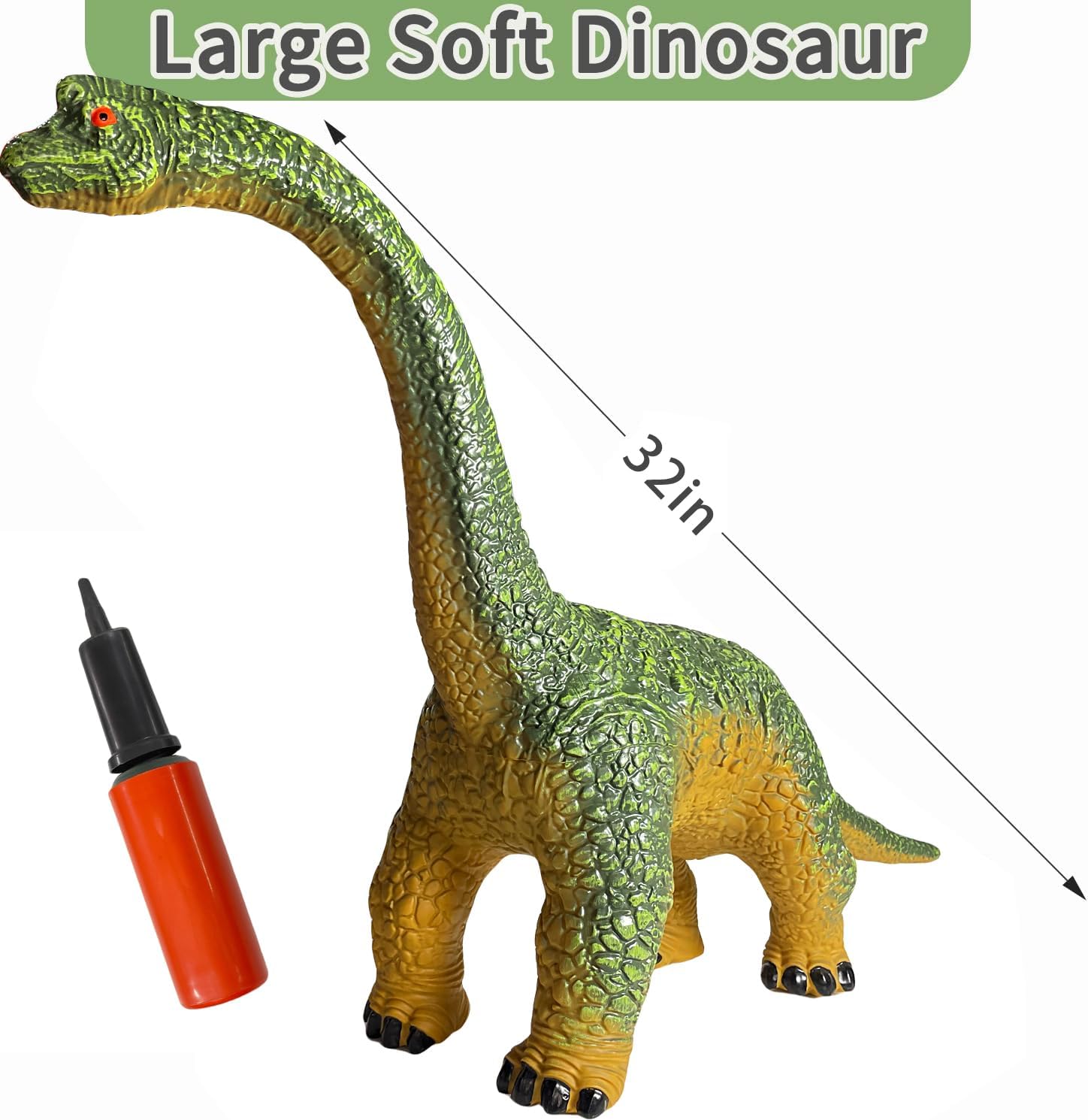 Big Brachiosaurus 32 inch, Dinosaur Toys for Kids 3-5, Large Inflatable Dinosaur Toys for Kids Toddler Dino Party Favors, Birthday Gifts for Boys Girls (Green)
