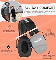 Vista 4 de PROHEAR 016 Orejeras de protección auditiva de seguridad para tiro, NRR 26dB reducción de ruido protector auditivo pasivo delgado con auriculares