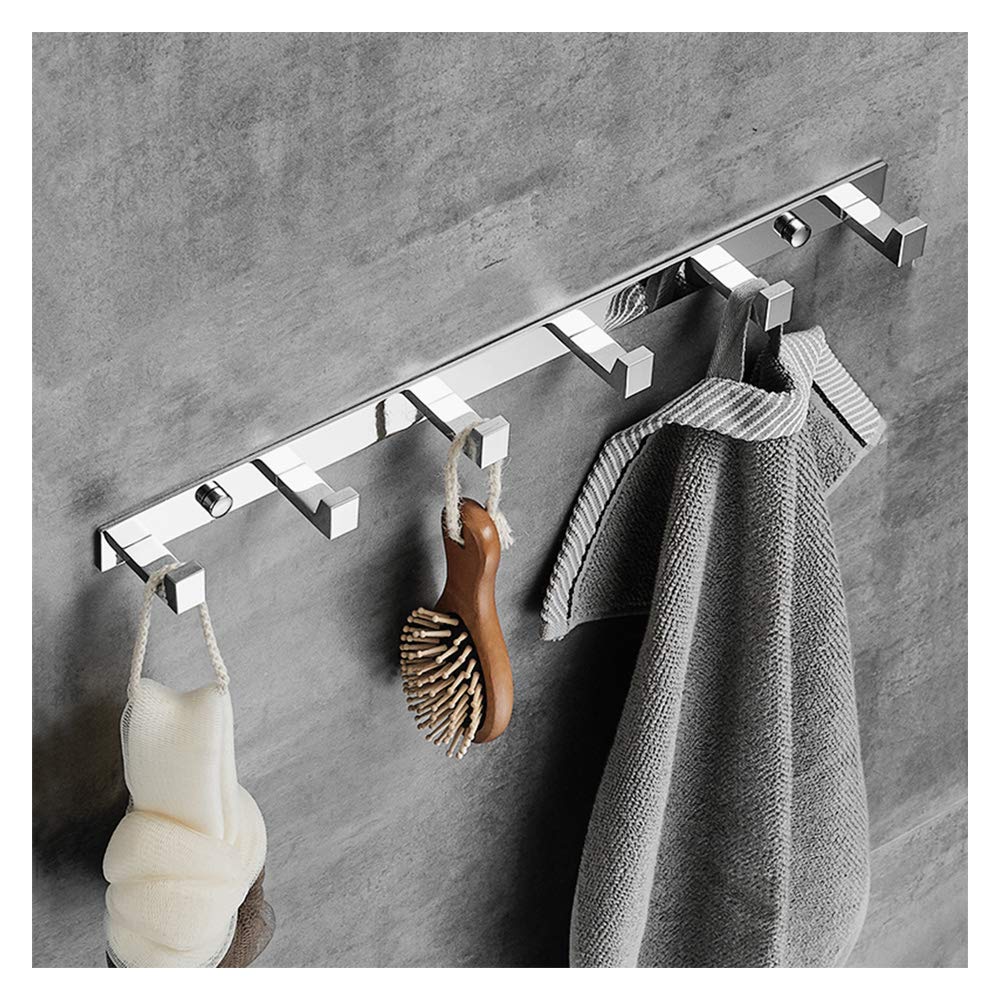 Brass Chrome Coat Rack Wall Mounted with Hooks, Modern Heavy Duty Coat Hook Rail, Robe and Towel Hooks Rack for Bathroom, Entryway, Mudroom, Hats GXFC Shop (445mm)