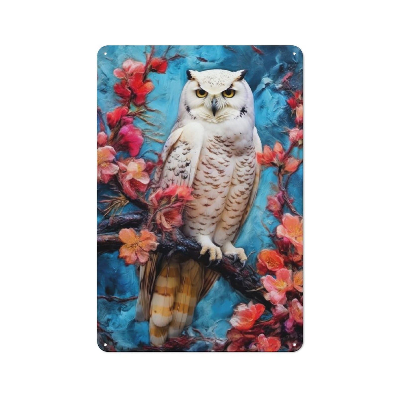 Junmoney Snowy Owl Vintage Tin Sign 30X20cm With For Garage Wall, For Kitchen And Home Bar Decor, For Living Room And Hallway Decor