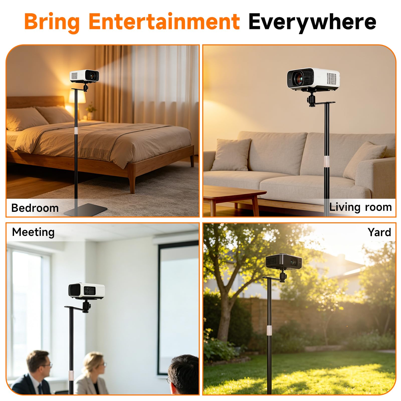 Soporte para proyector, soporte universal multifuncional giratorio de 360°,soporte de suelo oculto en forma de L, compatible con proyectores,cámaras y webcams para uso en oficinas y exteriores