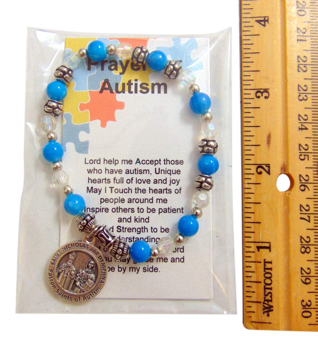 Westmon Works Autism Prayer Bracelet Set - St Nicholas & St Dymphna, With Prayer Card, Made In Italy - View #2